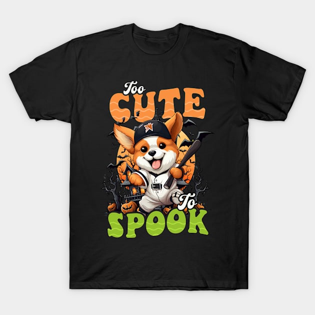 Baseball Halloween Shirt | Cute Too Spook Puppy T-Shirt by Gawkclothing